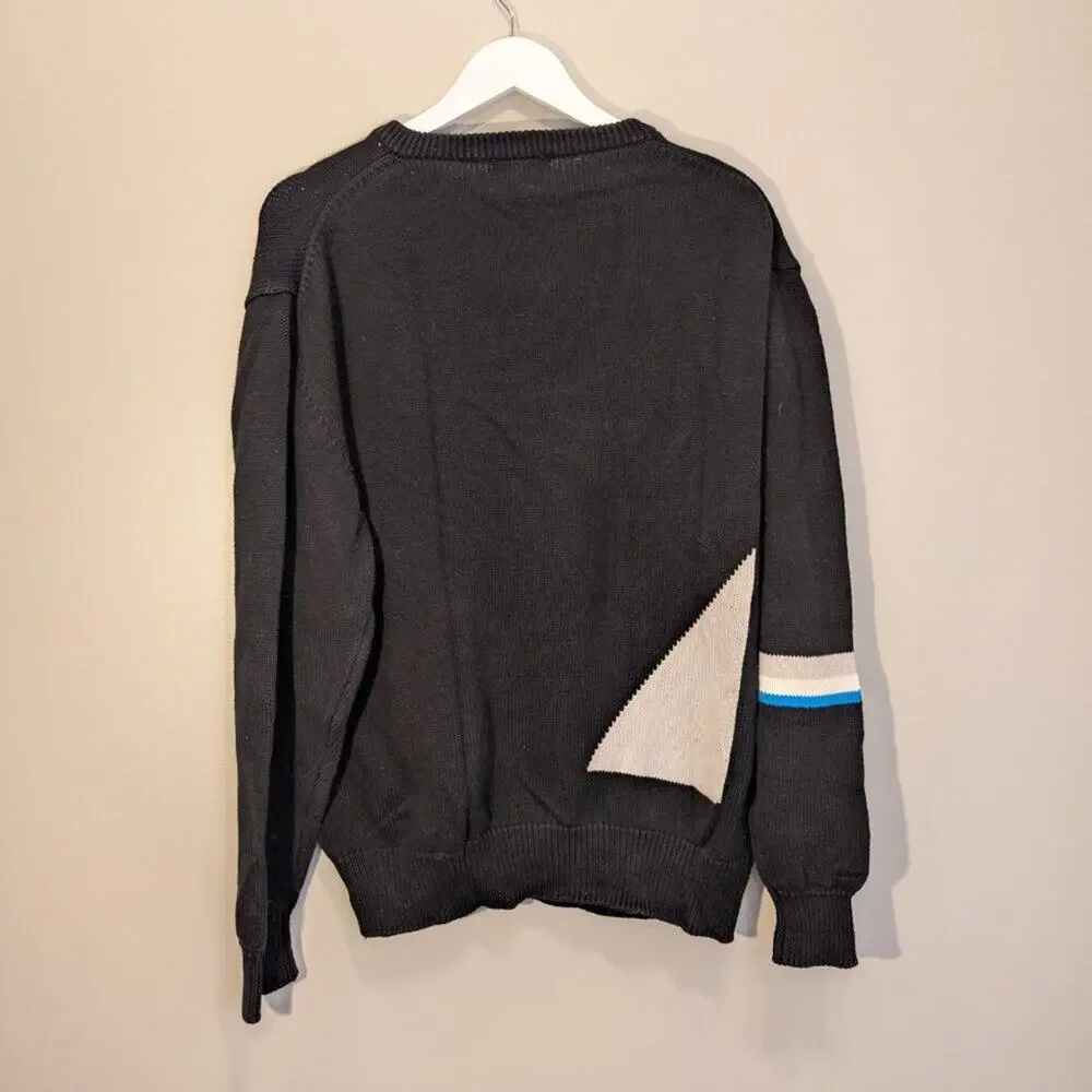 IZOD Club Sweater Vintage Golf Men's 80s 90s Preppy Charm Black Blue - Size XL